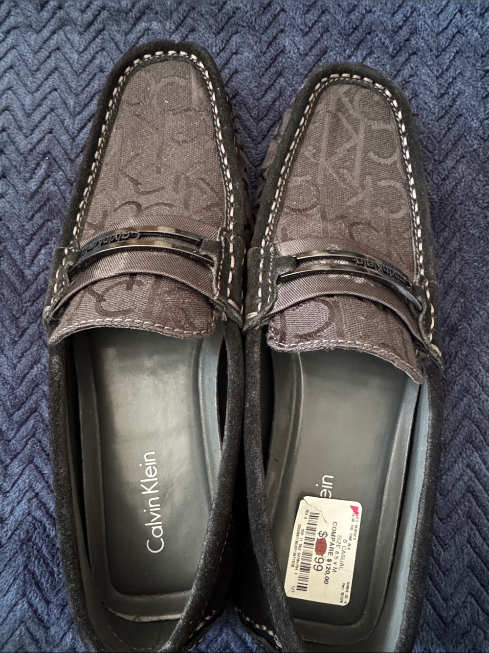 NWT, Calvin Klein Men's Charcoal Logo Slip-On Loafers